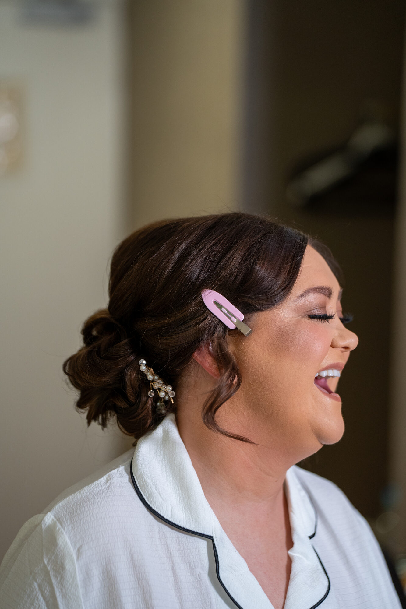 Bride laughing